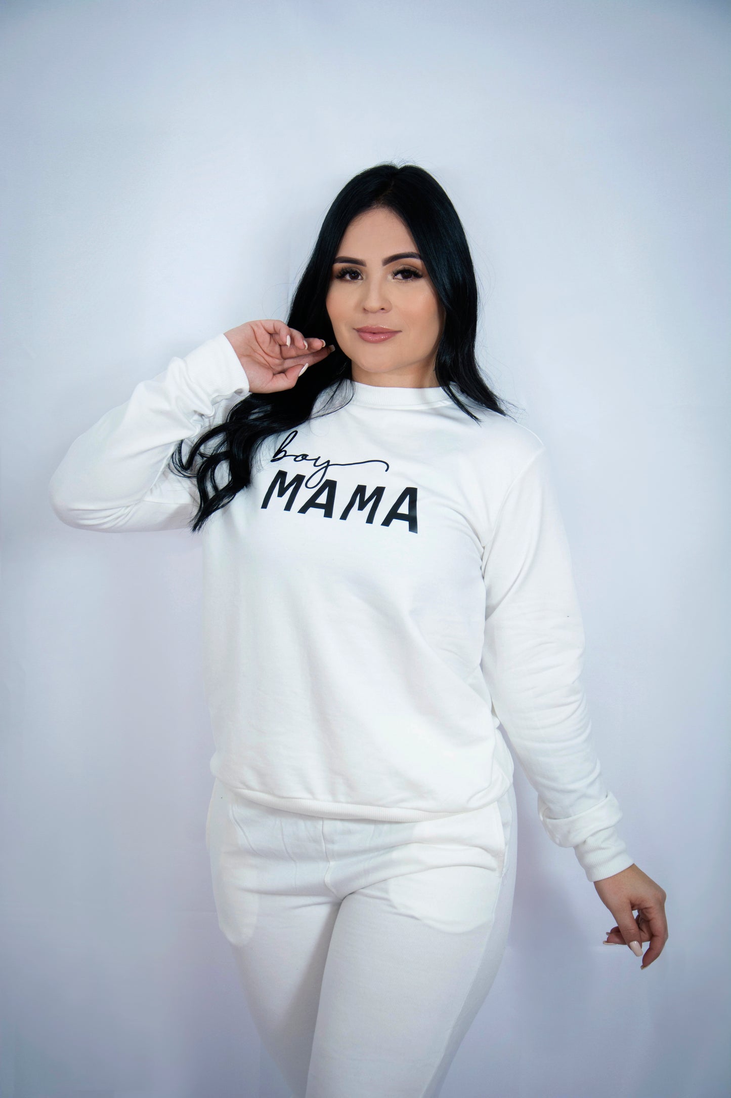 WHITE “BOY MAMA” - WOMAN’S 2 PCS SET